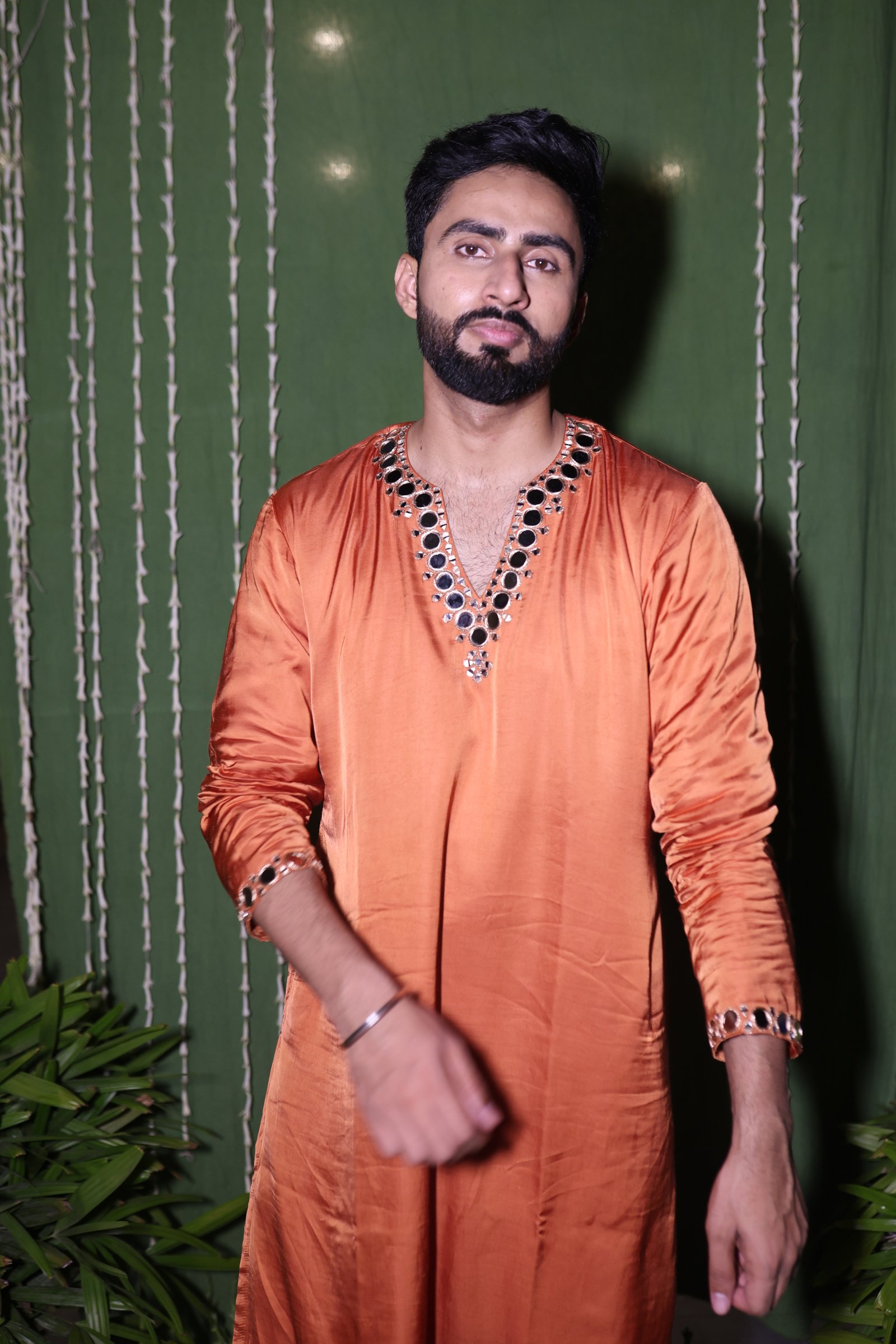 Mirror Work Rust Kurta  thumbnail 1