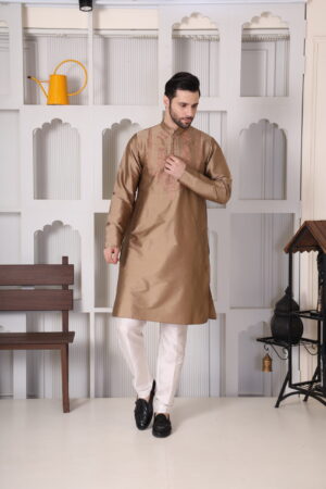 Coffee Color Hand Embroidered