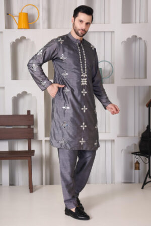 Darpan - Phool Mirror Work Embroidered Kurta for Men